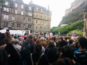 A view from the opening event of the jazz and Blues Festival in the Grassmarket.