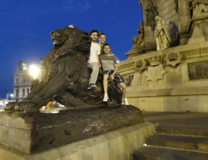 Posing at the Columbus Monument