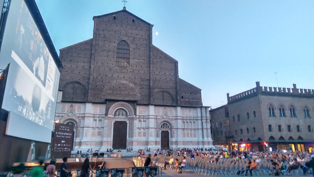 Cinema Beneath the Stars at Piazza Maggiore in Bologna.