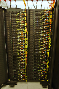 One rack of the Cy-Tera supercomputer.