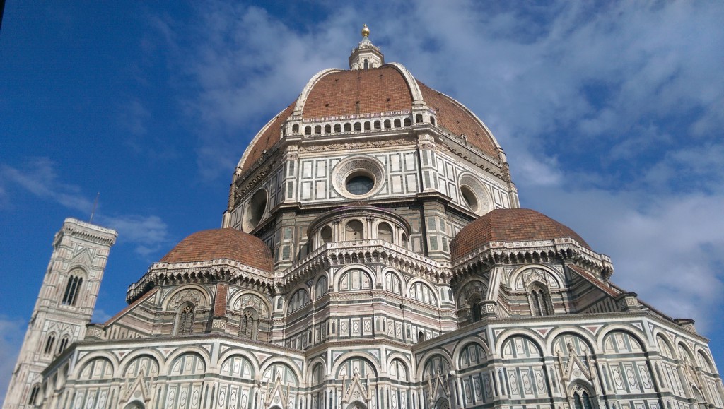 Florence Cathedral with the world's largest brick dome with radius of 43 meters.