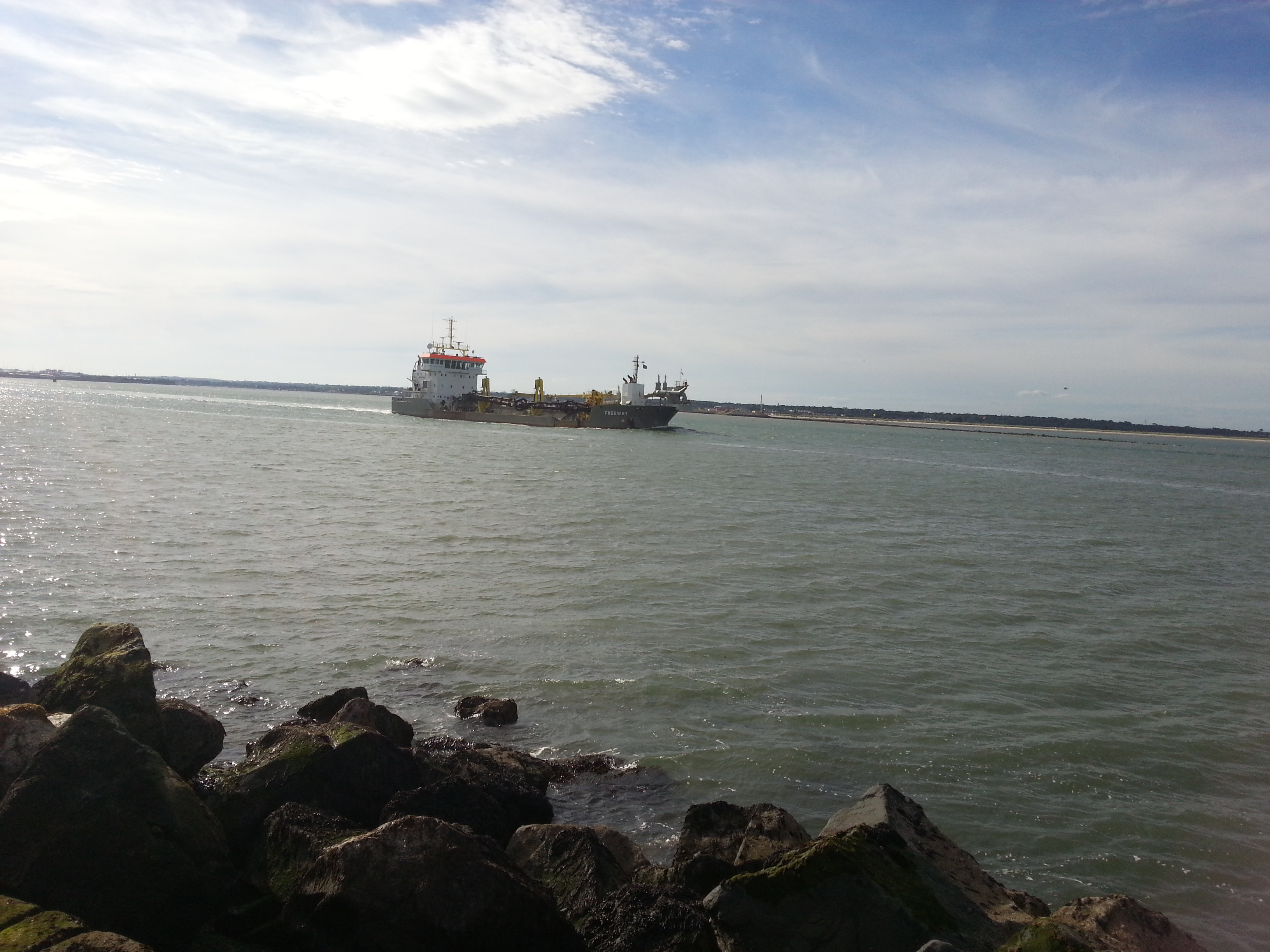 A ship sailing off the Dublin bay - a practical example of shallow water