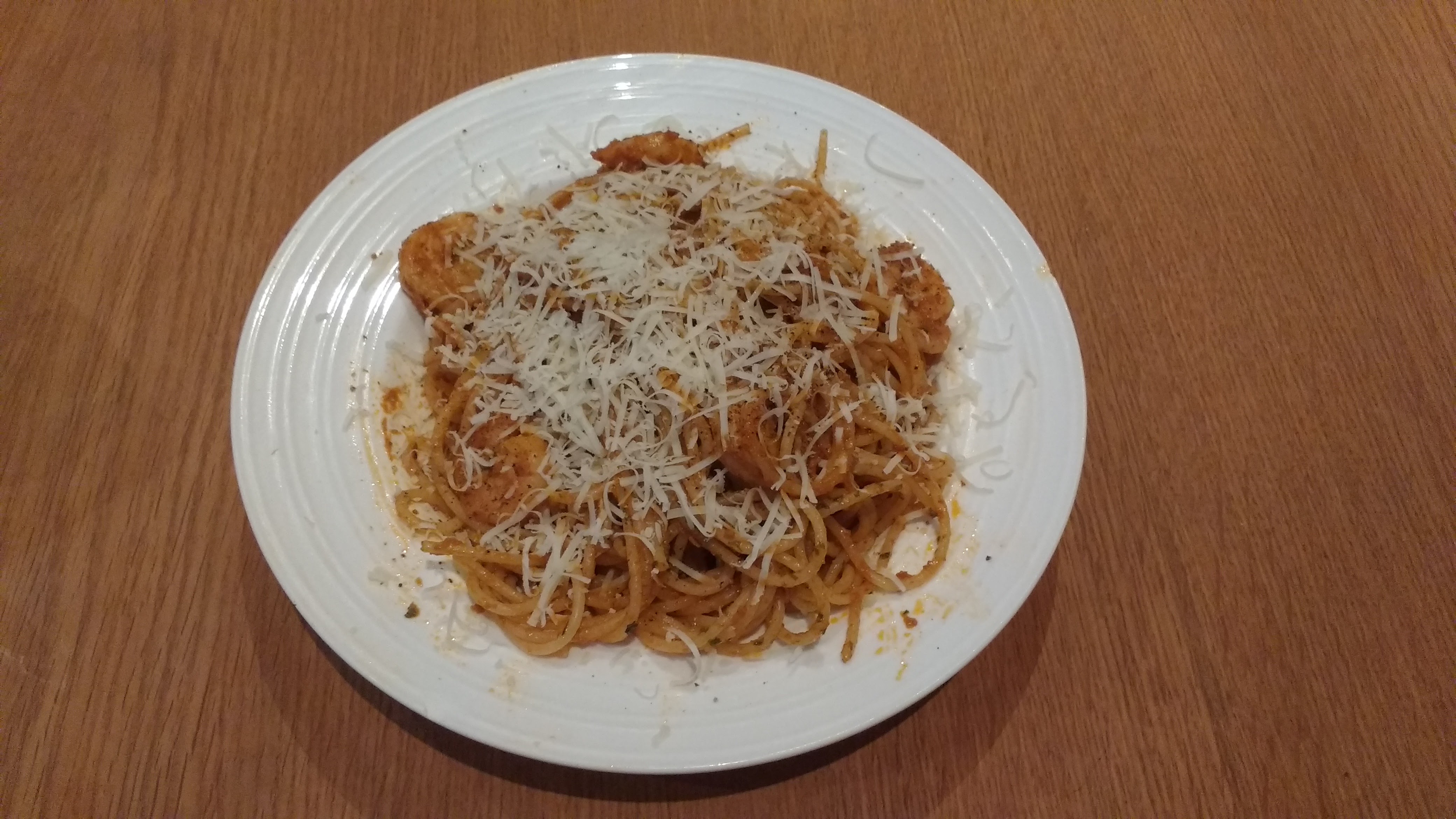 Spaghetti with Pesto and Prawns