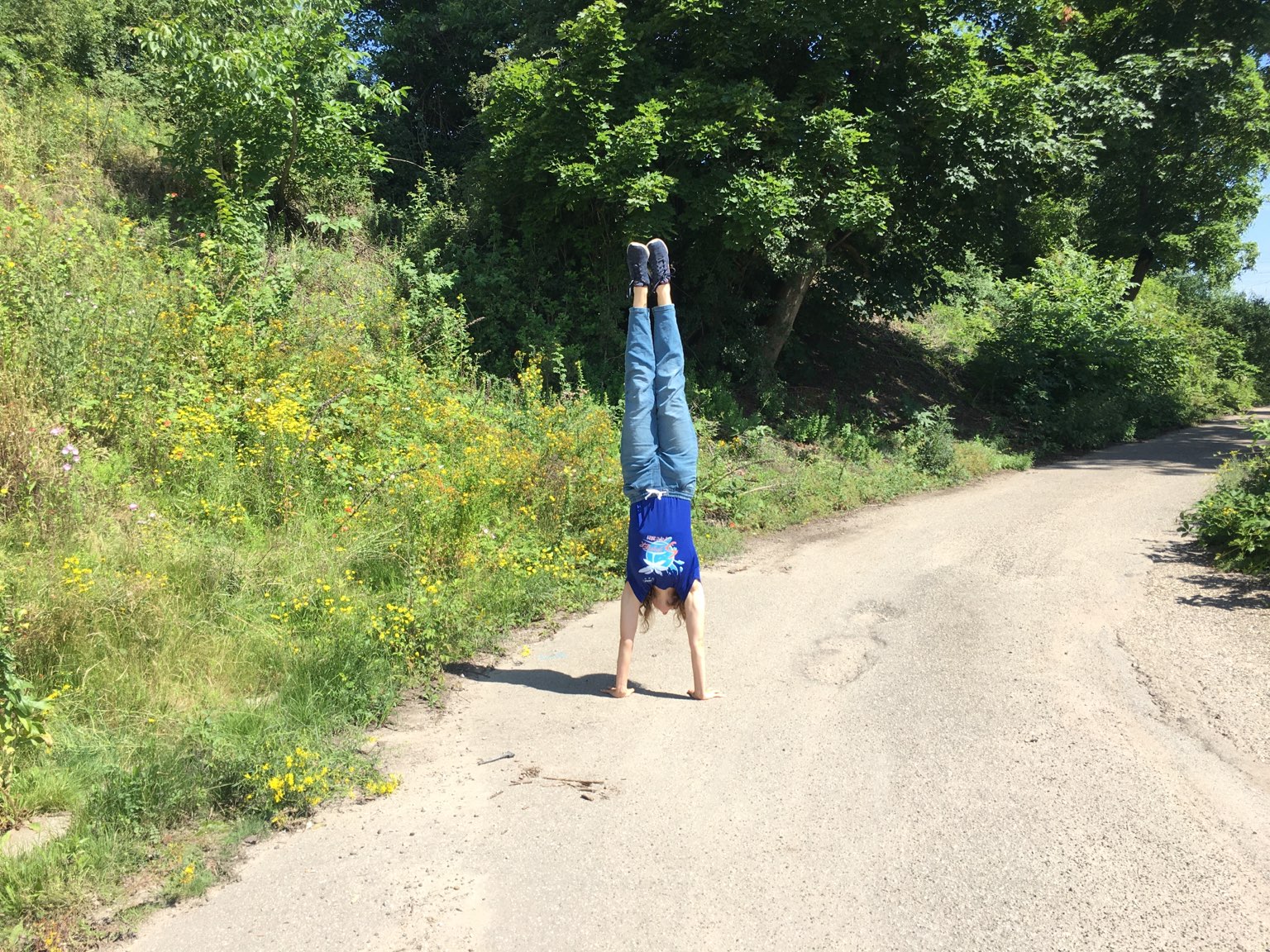 Handstand with new T-Shirt